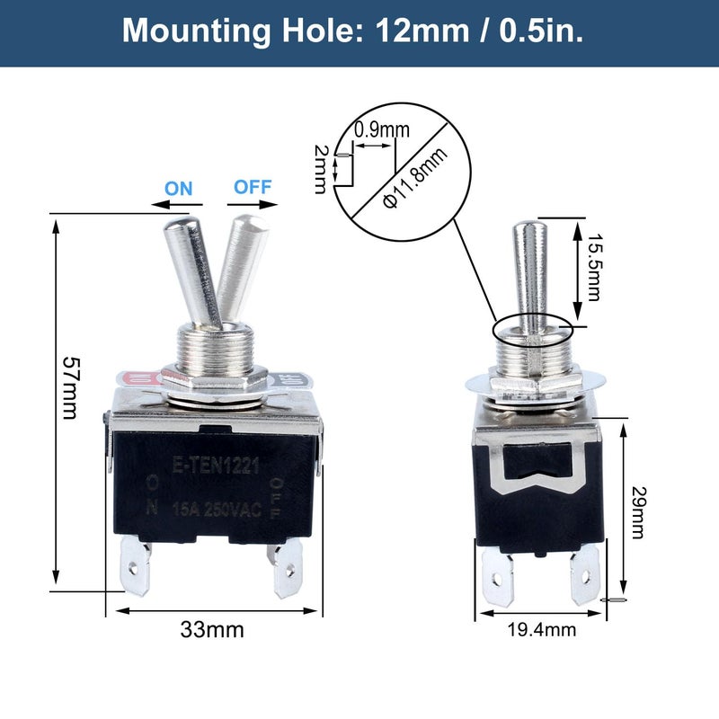 DMWD 2pcs Latching Rocker Toggle Switch ON/Off 4Pin 2Position DPST Spade Terminals Electric Pull Push Meatl Switch with Waterproof Boot Cap and Pre-Wired Cables for Car Truck Boat Marine - Image 2